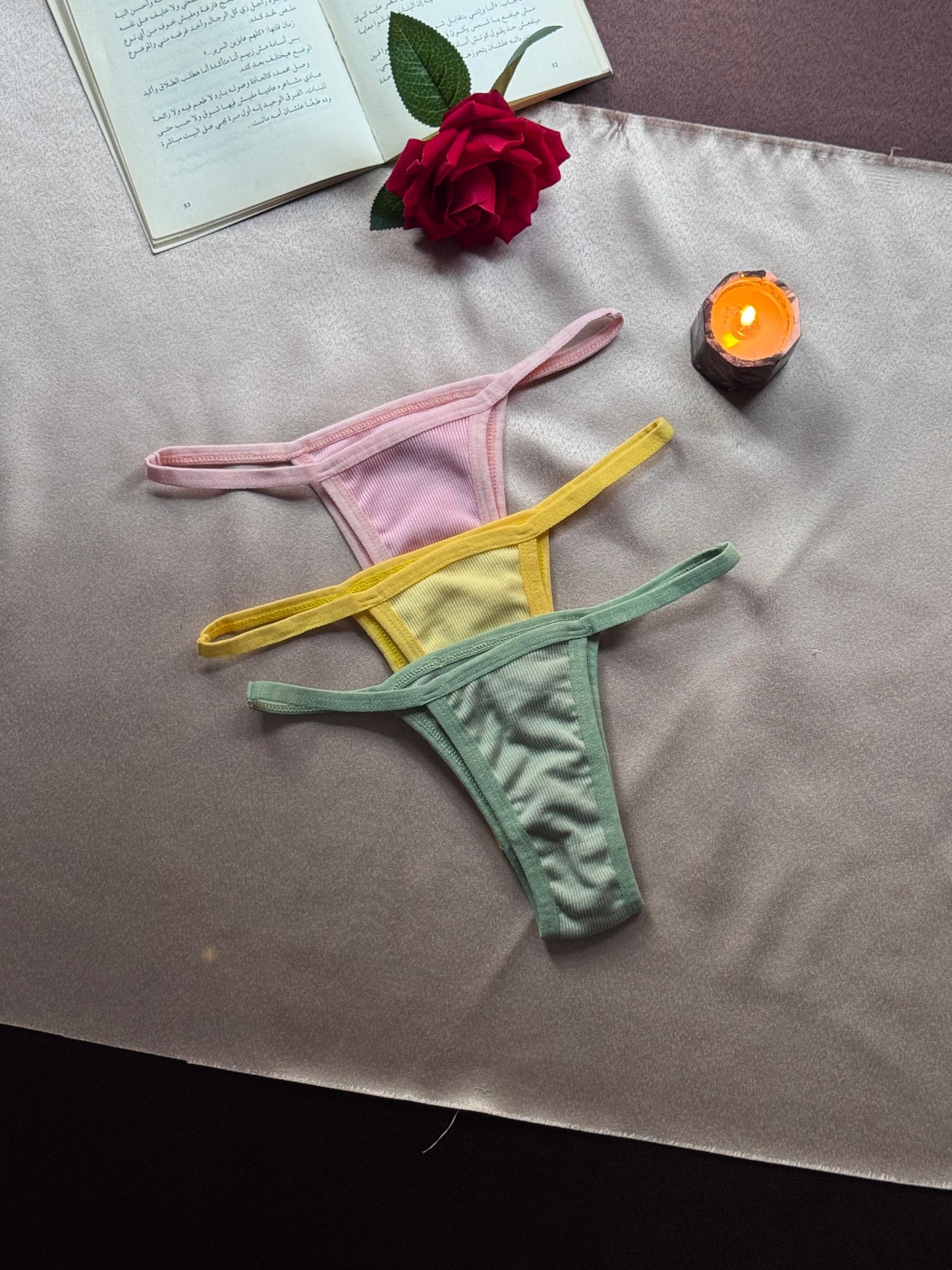 Cotton Ribbed Thong Panty (Pack of 3)