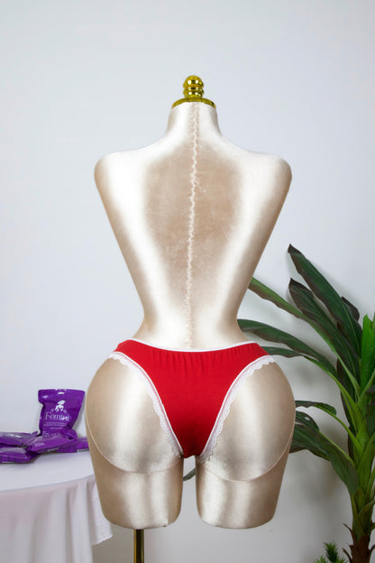 Cotton Lace-Trim Thong Panty