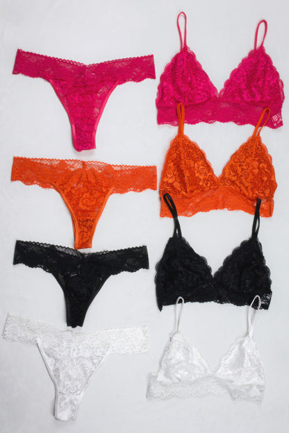 Lace Bralette and Panty Set (Pack of 4)
