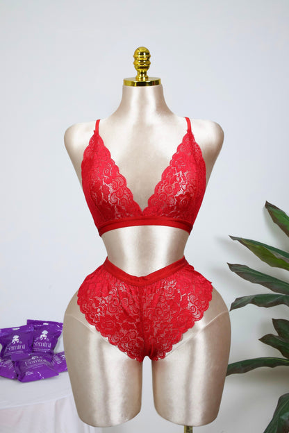 Lace Bralette and Shortie Set