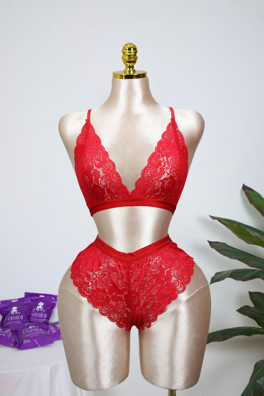 Lace Bralette and Shortie Set