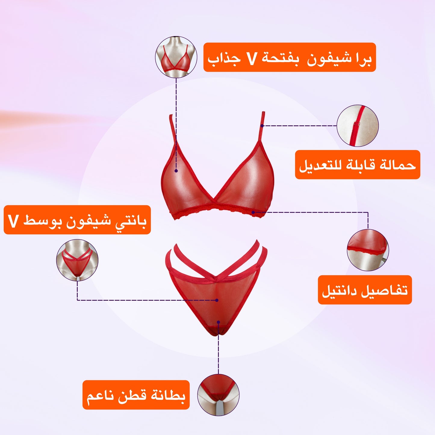 Mesh Strappy Bra and Panty Set (Pack of 5)