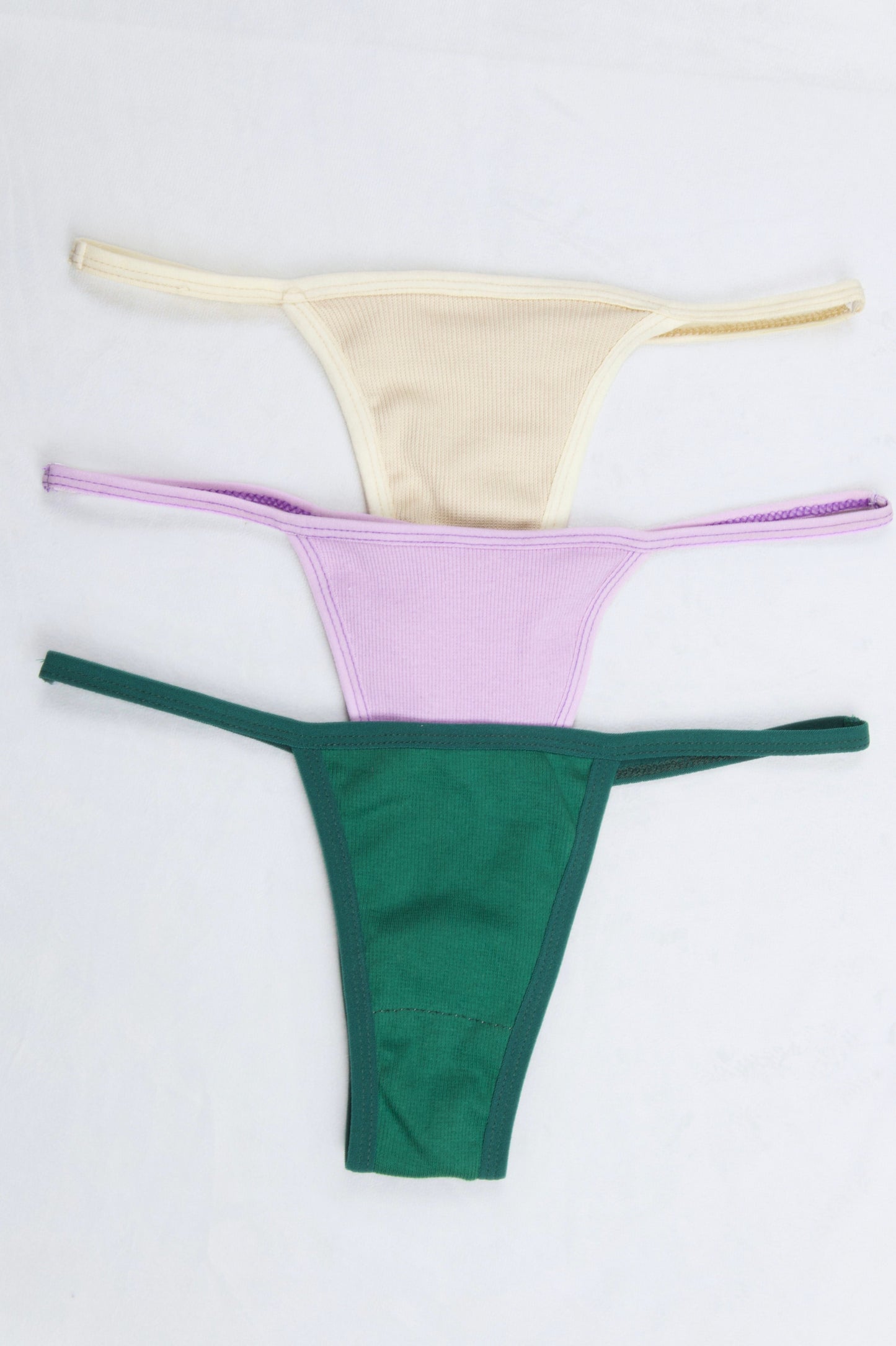 Cotton Ribbed Thong Panty (Pack of 3)