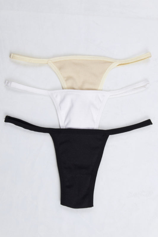 Cotton Ribbed Thong Panty (Pack of 3)