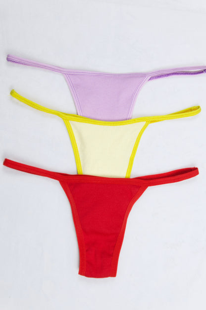 Cotton Ribbed Thong Panty (Pack of 3)