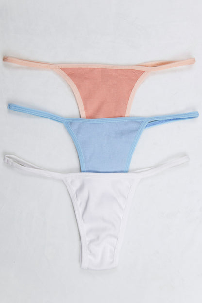 Cotton Ribbed Thong Panty (Pack of 3)