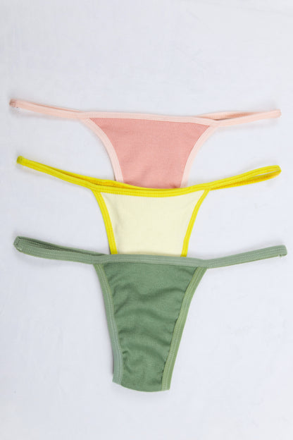 Cotton Ribbed Thong Panty (Pack of 3)