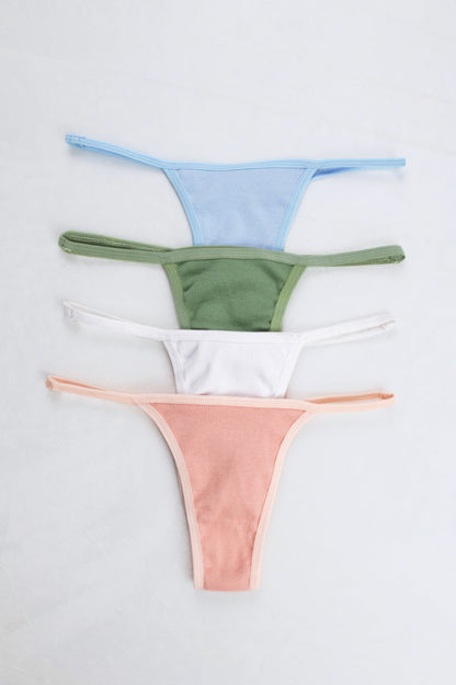 Cotton Ribbed Thong Panty (Pack of 4)