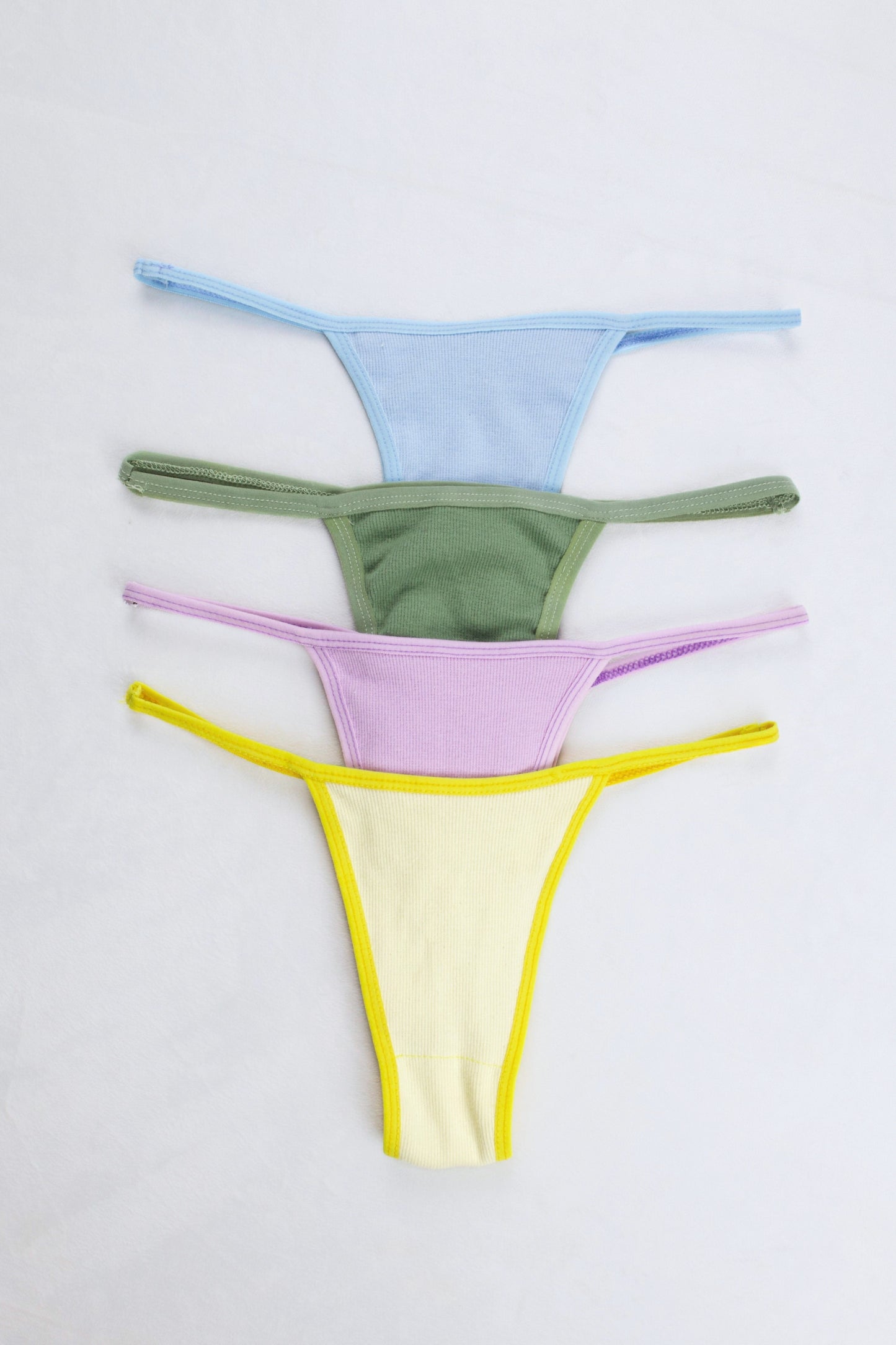 Cotton Ribbed Thong Panty (Pack of 4)