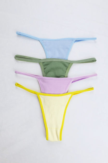 Cotton Ribbed Thong Panty (Pack of 4)