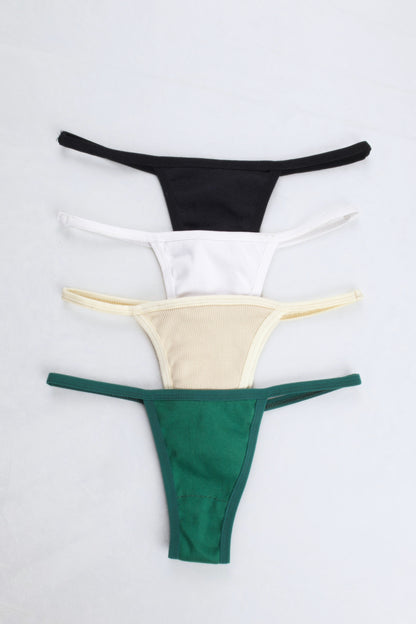Cotton Ribbed Thong Panty (Pack of 4)