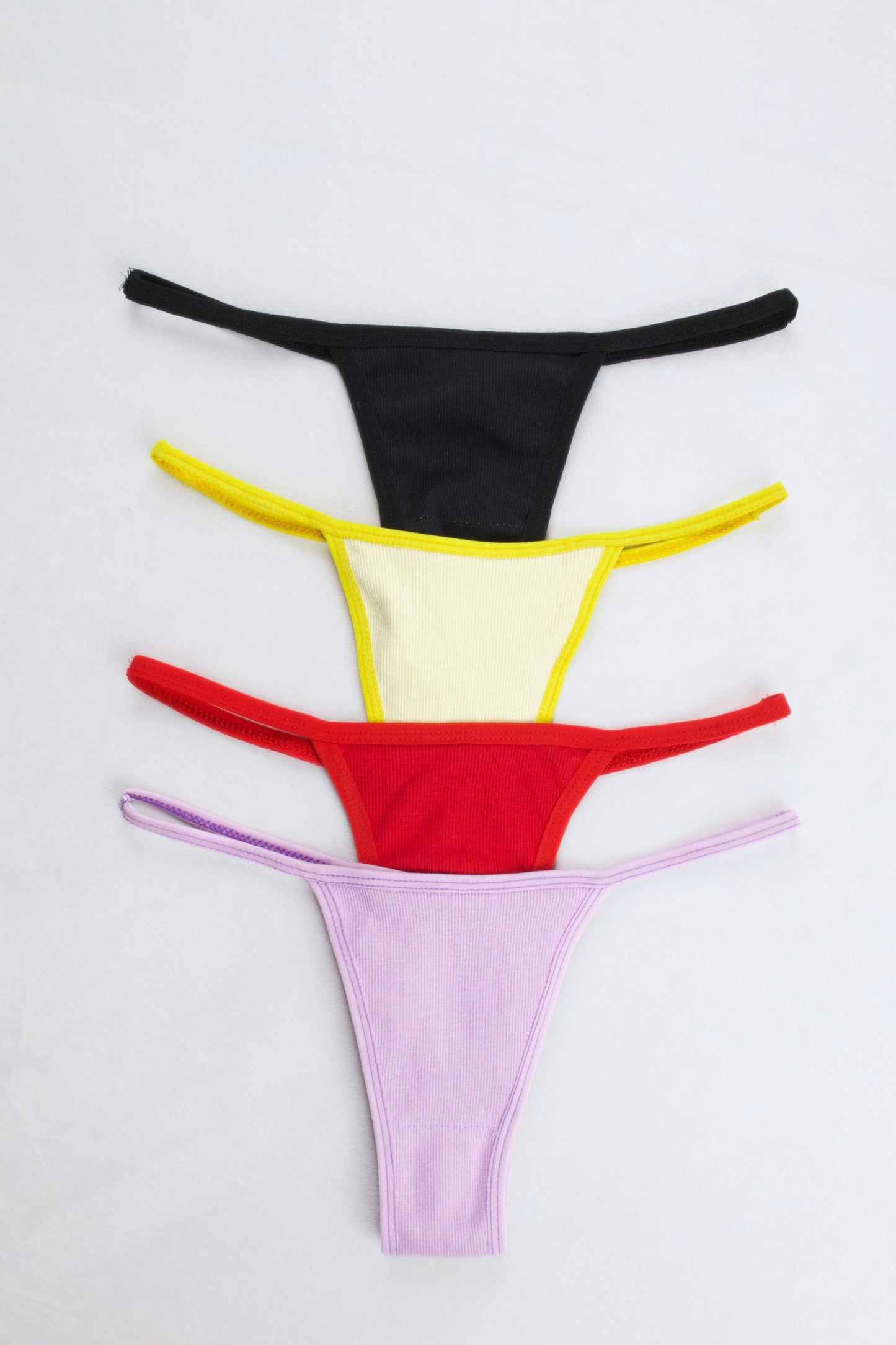 Cotton Ribbed Thong Panty (Pack of 4)