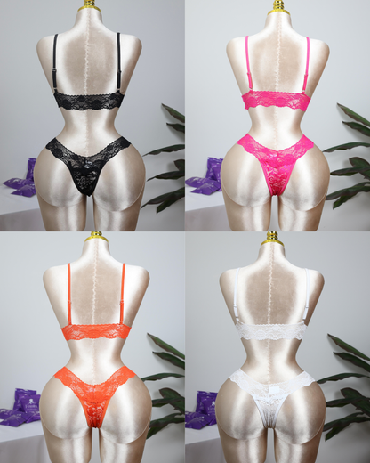 Lace Bralette and Panty Set (Pack of 4)