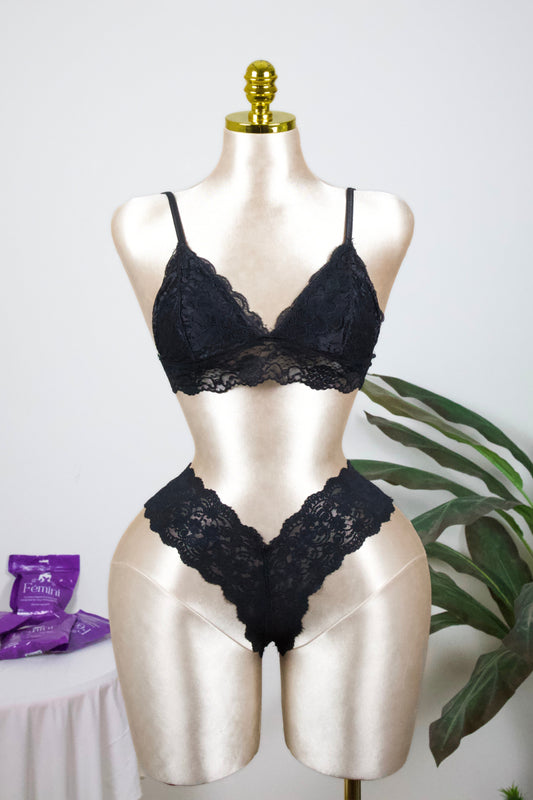 Lace Bralette and Thong Panty Set