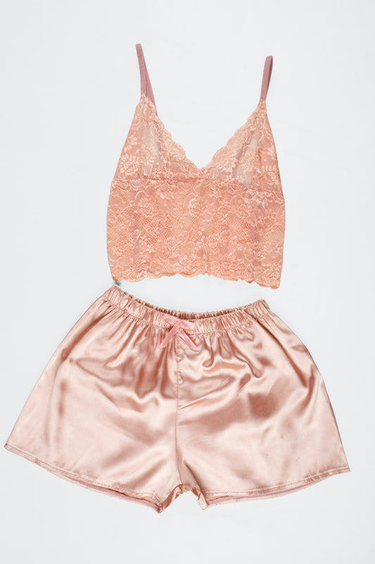 Satin Lace Cami and Shortie Set