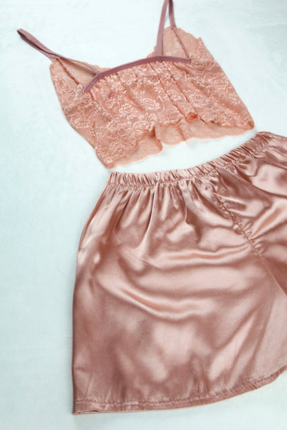 Satin Lace Cami and Shortie Set
