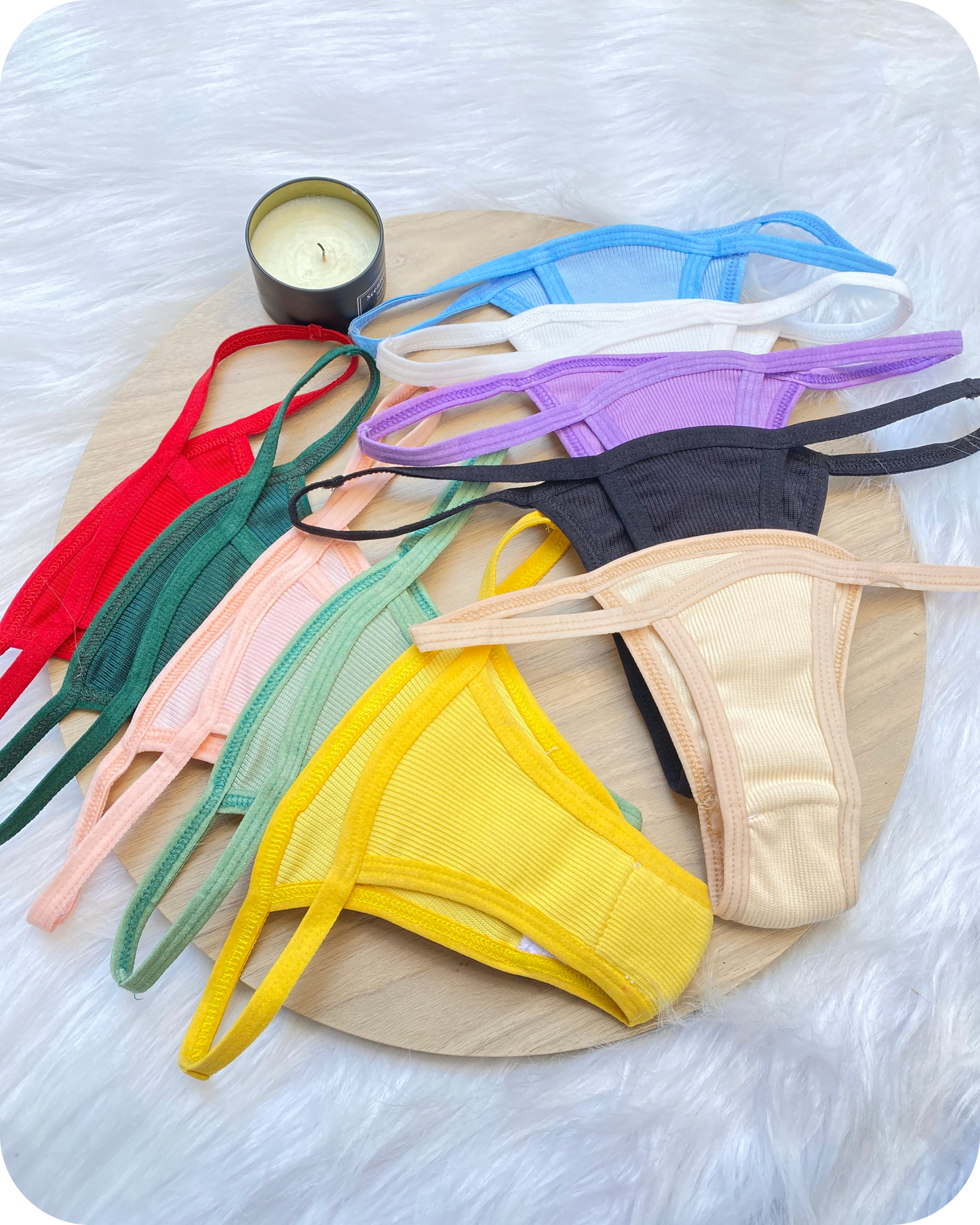 Cotton Ribbed Thong Panty Bundle