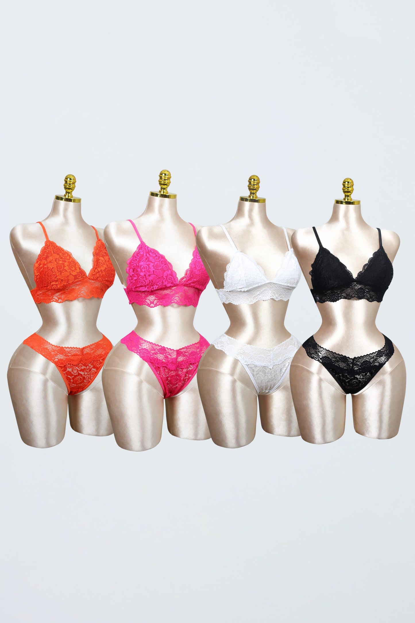 Lace Bralette and Panty Set (Pack of 4)