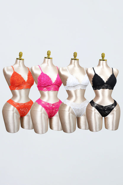 Lace Bralette and Panty Set (Pack of 4)