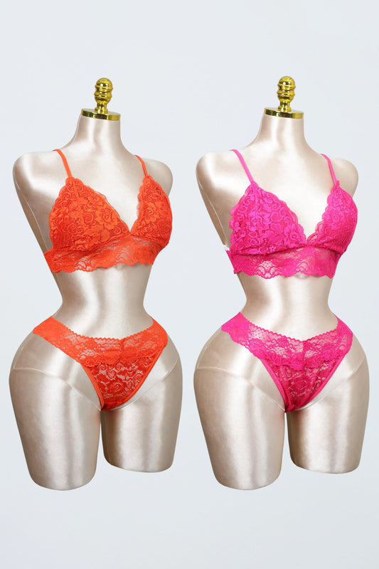 Lace Bralette and Panty Set (Pack of 2)