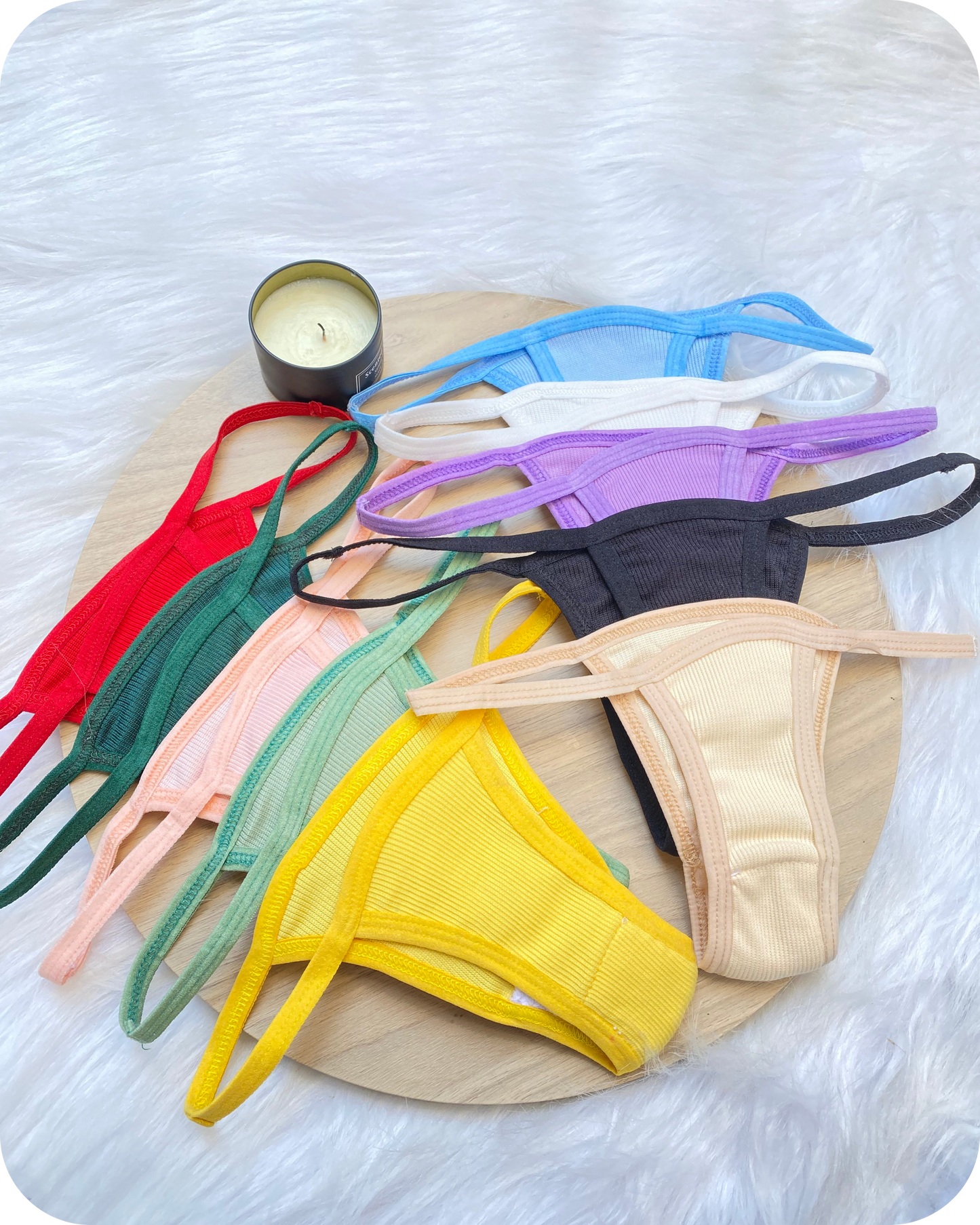 Cotton Ribbed Thong Panty - Lavender