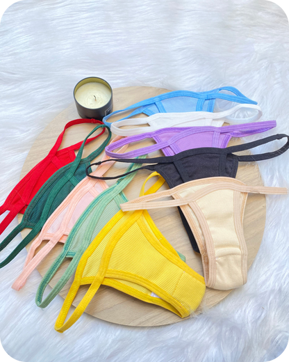 Cotton Ribbed Thong Panty - Lavender