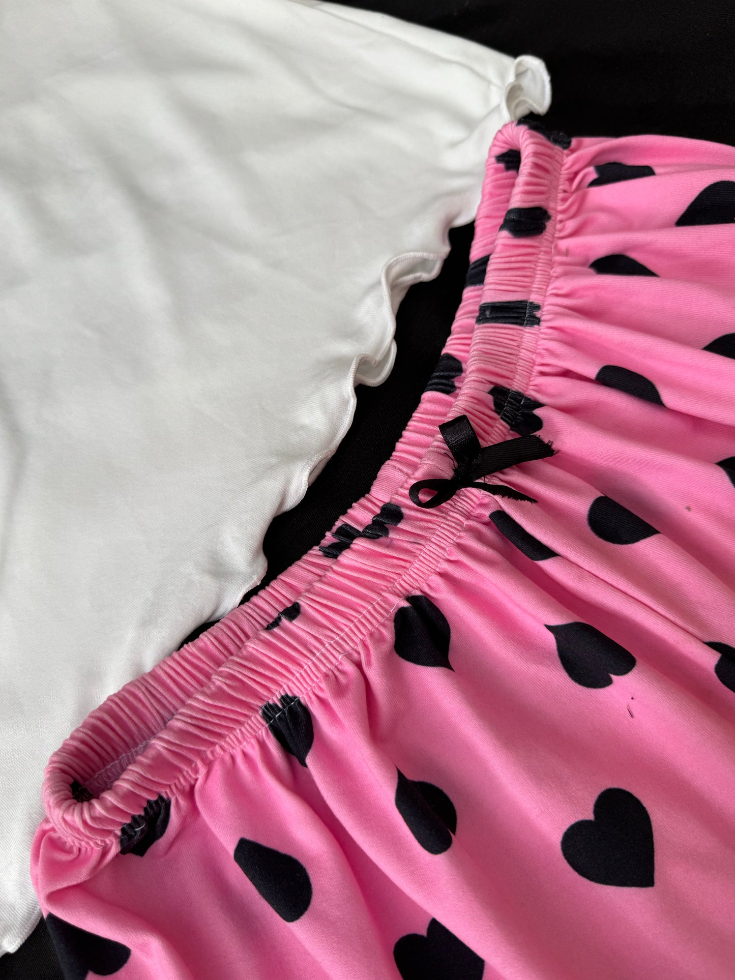 Cotton Hot Shorts & Top Set with Heart Print