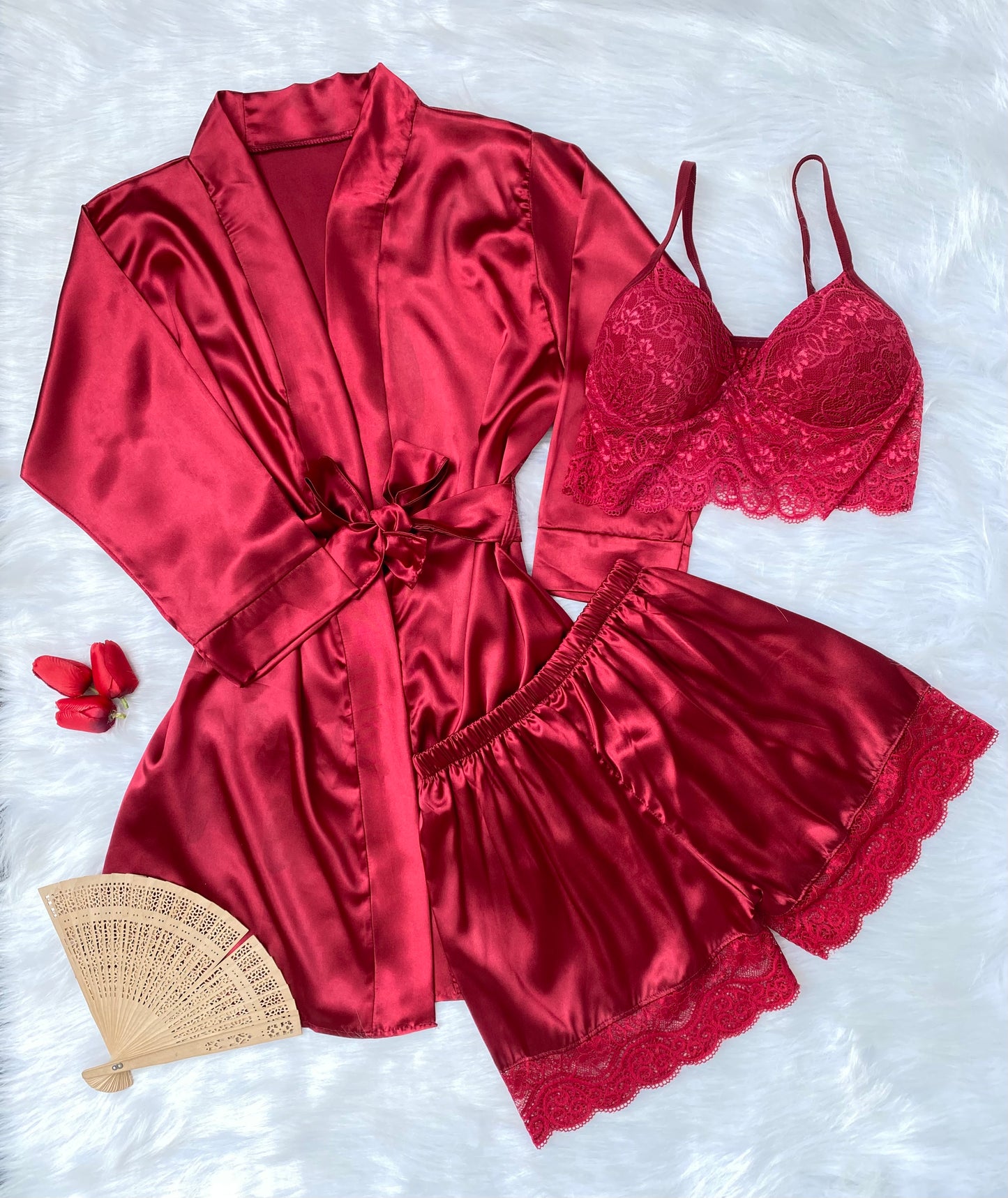 Satin Lace 3-Piece Set