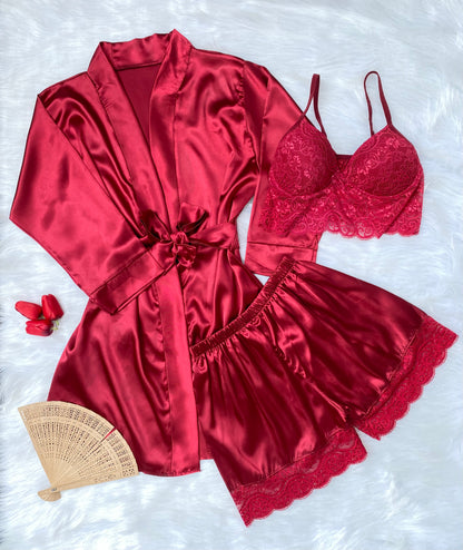 Satin Lace 3-Piece Set