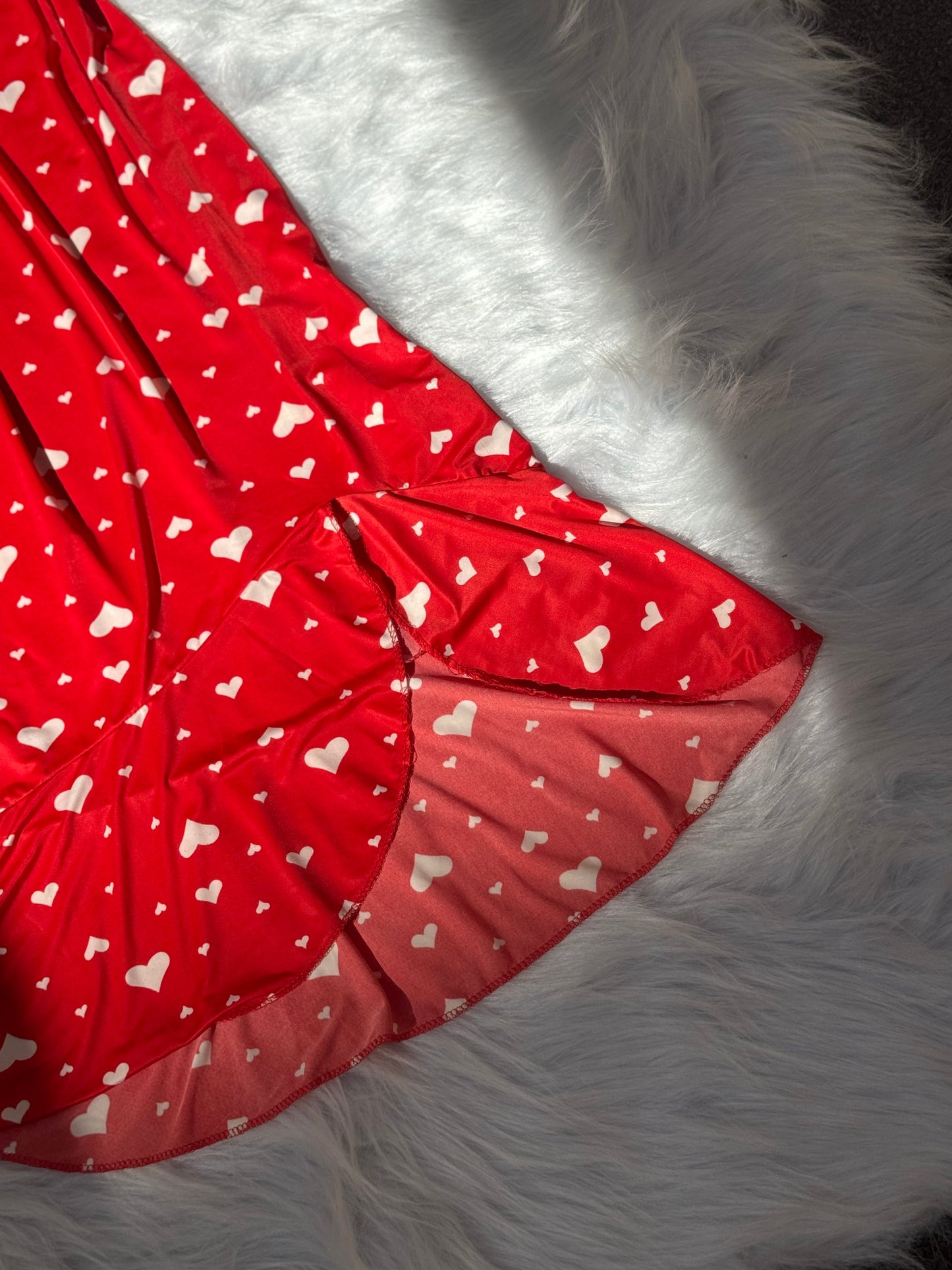 Off-Shoulder Dress & Panty Set with Heart Prints