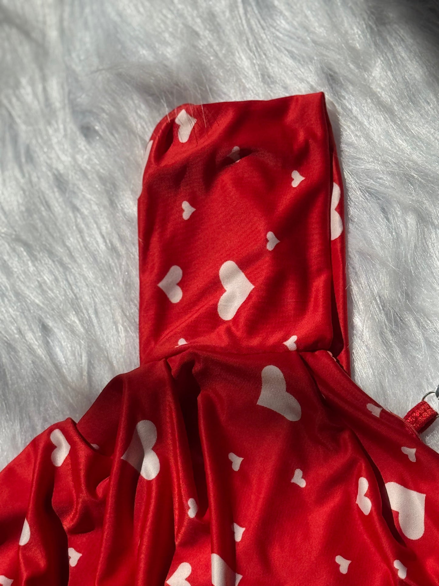 Off-Shoulder Dress & Panty Set with Heart Prints