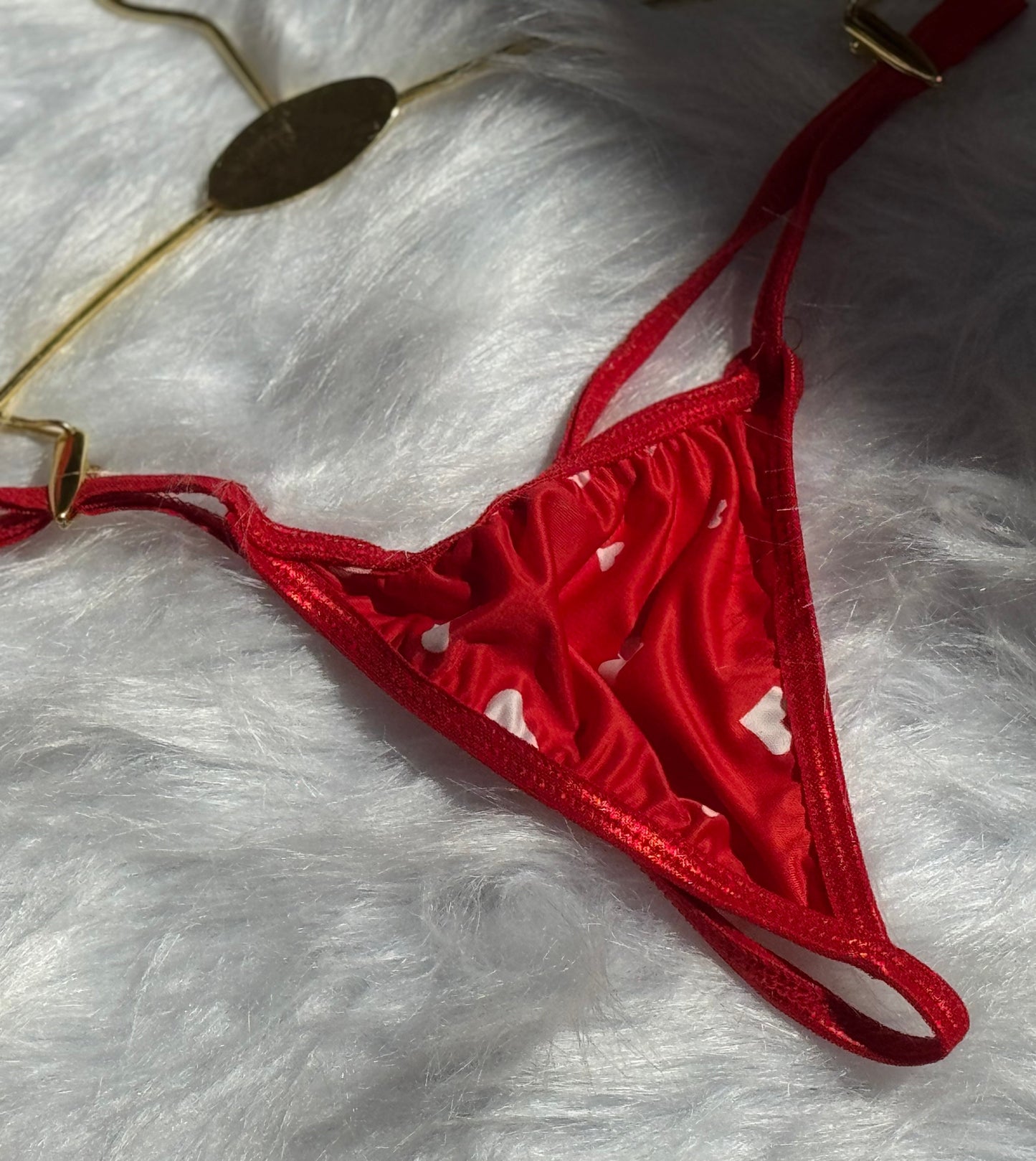 Off-Shoulder Dress & Panty Set with Heart Prints