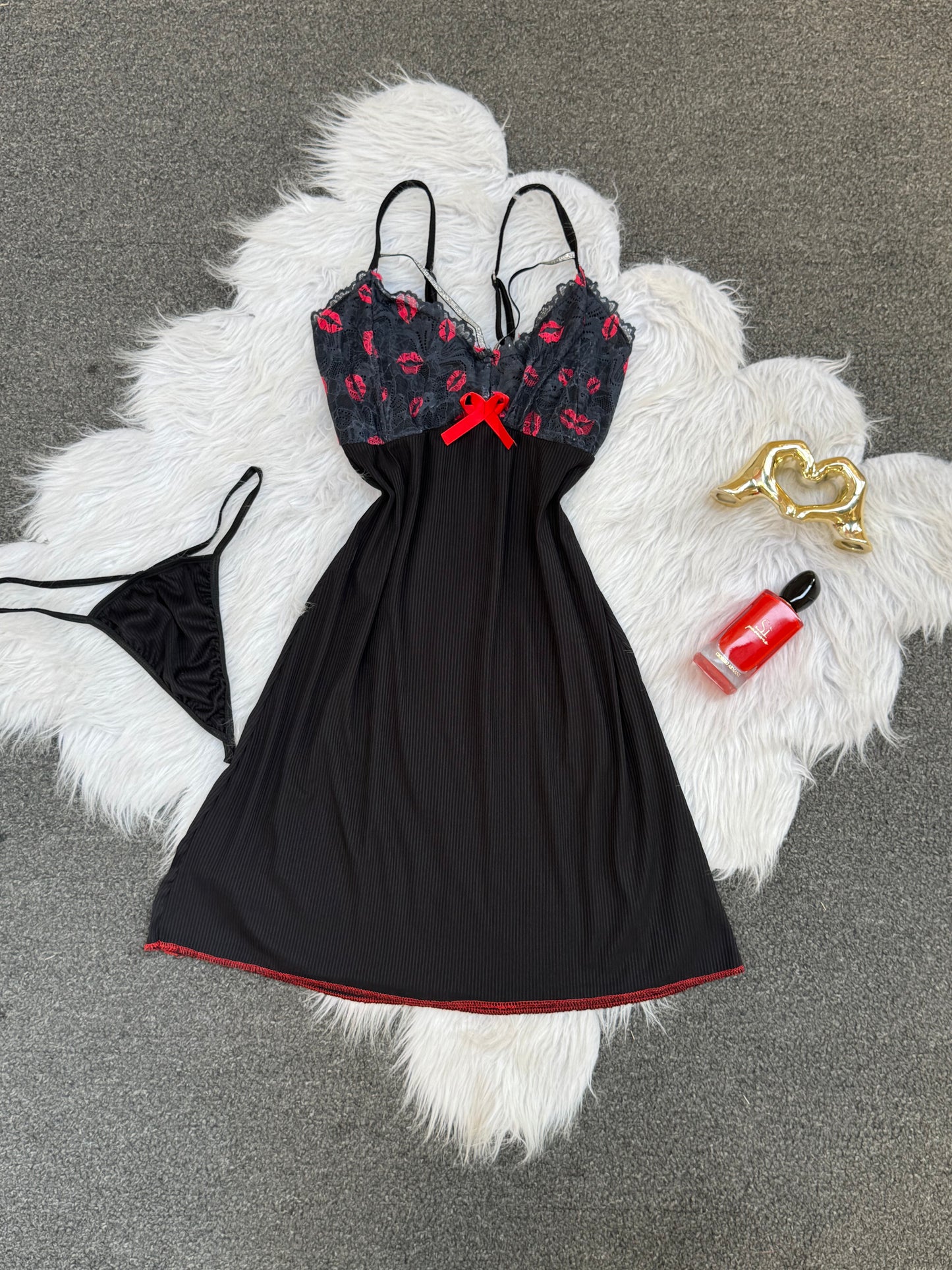 Black & Red Ruched Dress