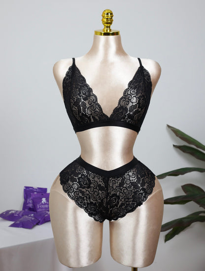 Lace Bralette and Shortie Set