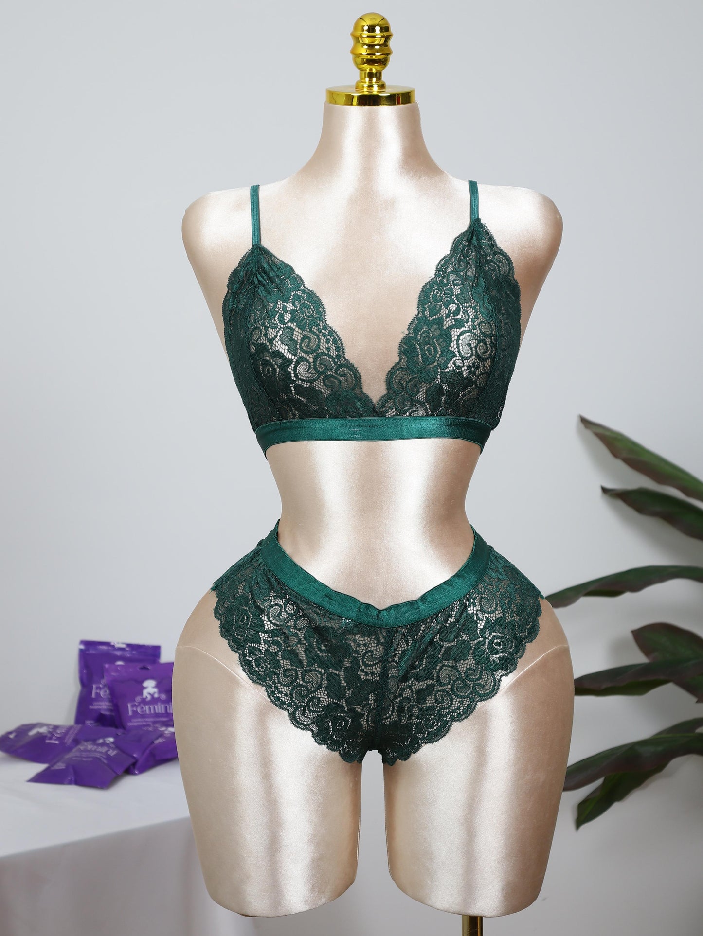 Lace Bralette and Shortie Set