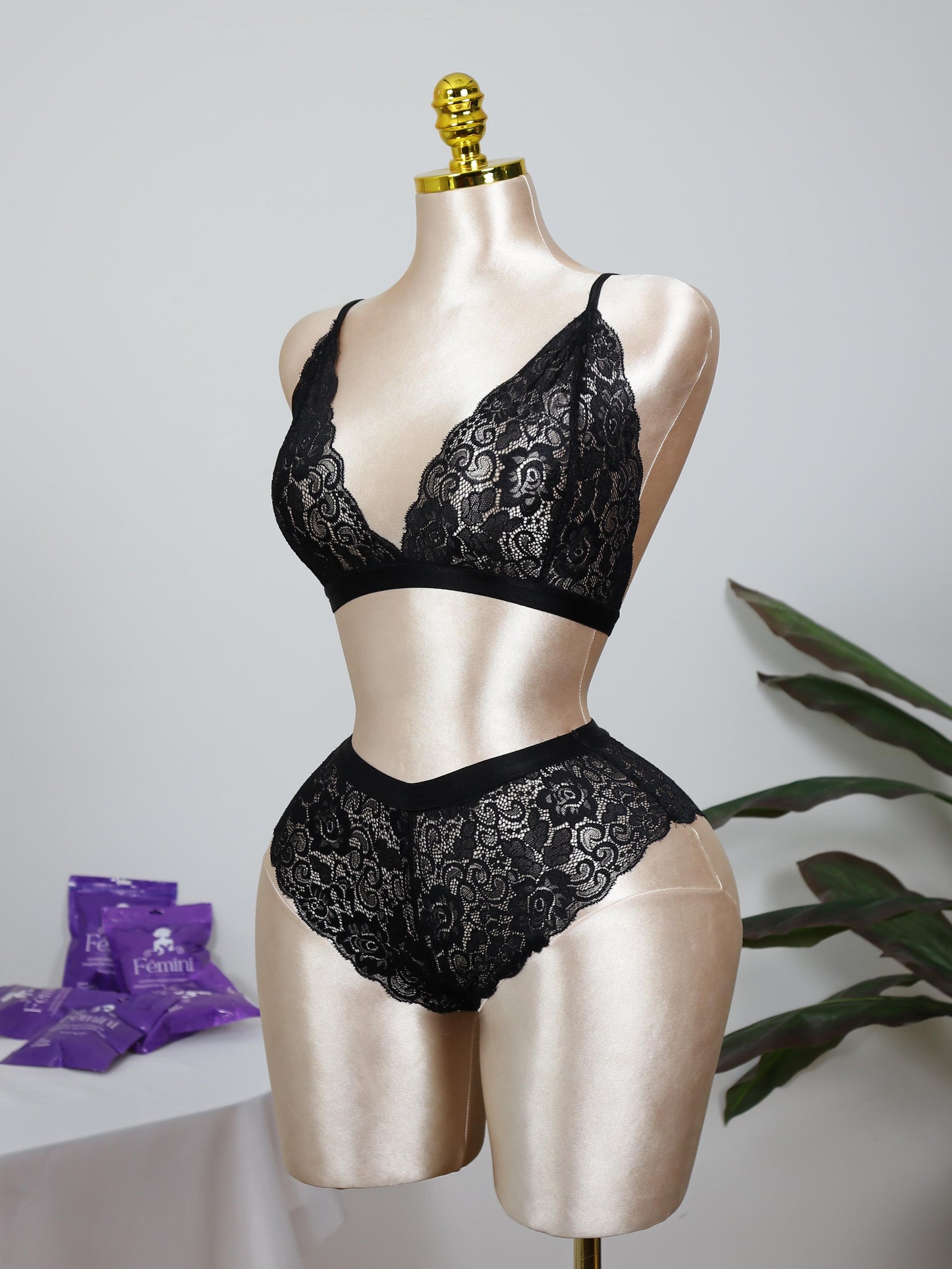 Lace Bralette and Shortie Set