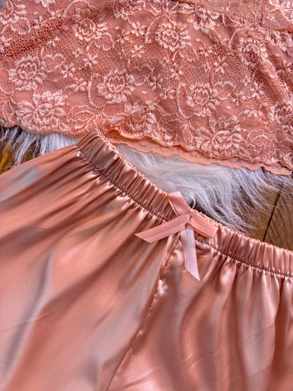 Satin Lace Cami and Shortie Set