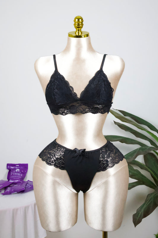 Cotton Lace Bralette and Panty Set