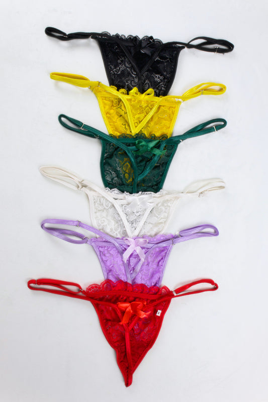 Lace Adjustable G-String Panty (Pack of 6)