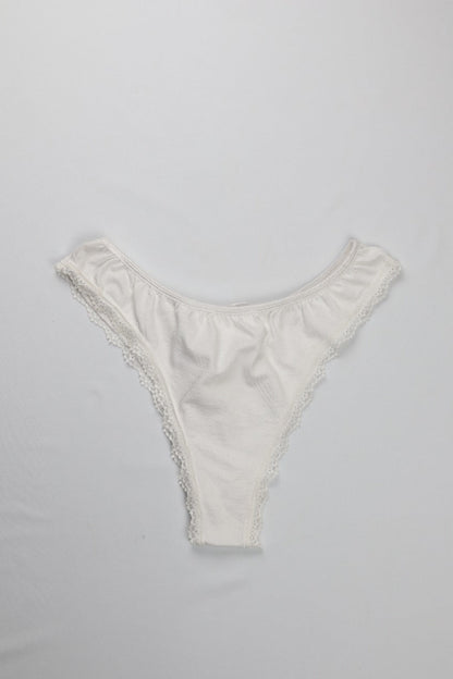 Cotton Lace-Trim Thong Panty