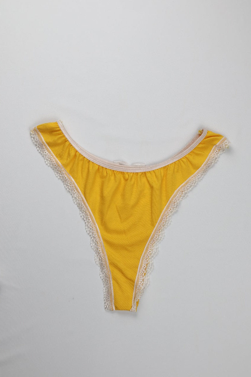 Cotton Lace-Trim Thong Panty