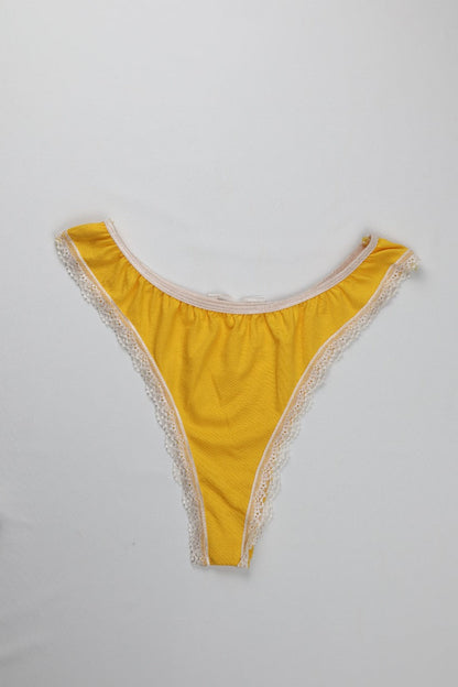 Cotton Lace-Trim Thong Panty