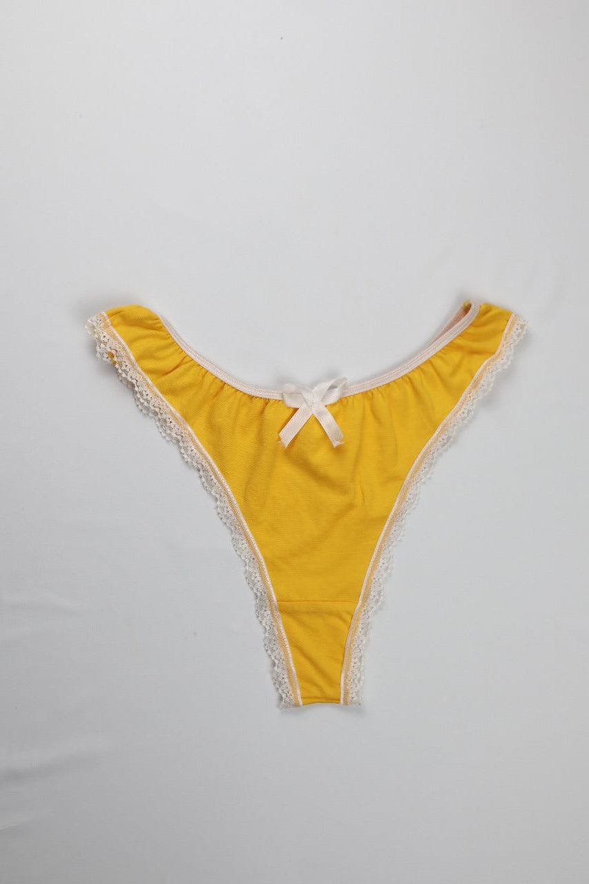 Cotton Lace-Trim Thong Panty