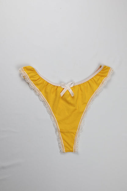 Cotton Lace-Trim Thong Panty