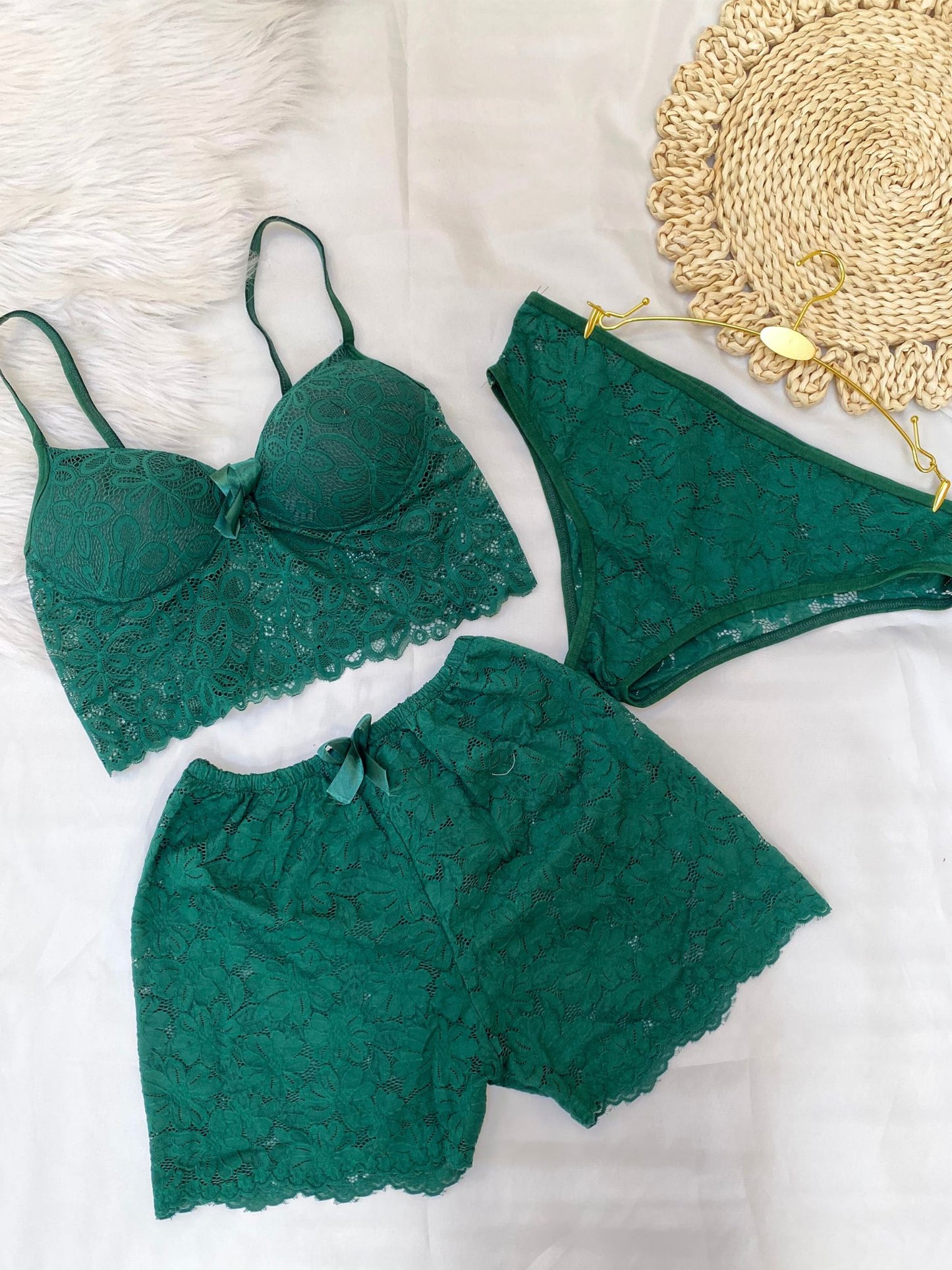 Women’s 3-Piece Lingerie Set – Bralette, Shorts & Panty
