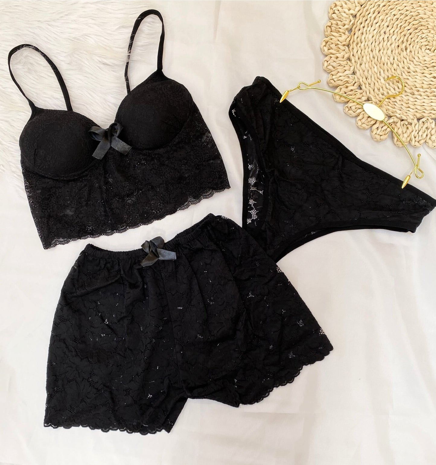 Women’s 3-Piece Lingerie Set – Bralette, Shorts & Panty