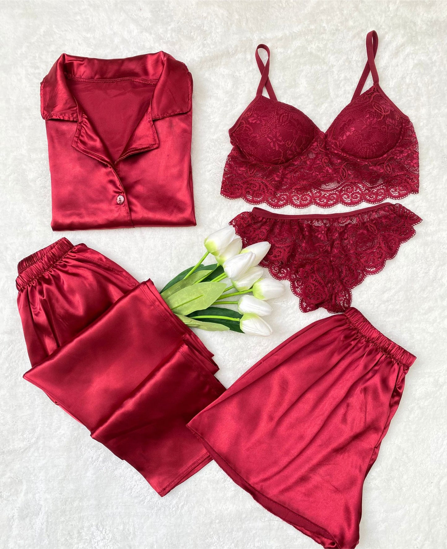 Satin Lace 5-Piece Set
