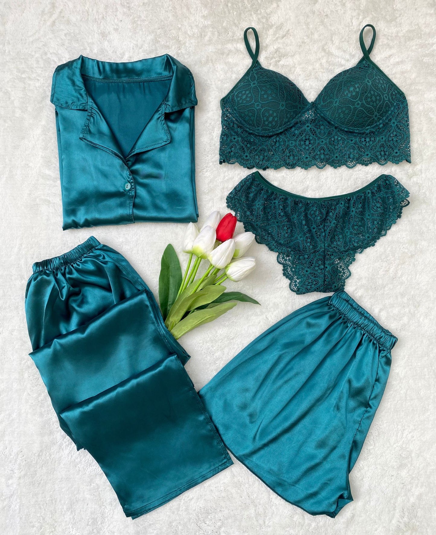 Satin Lace 5-Piece Set