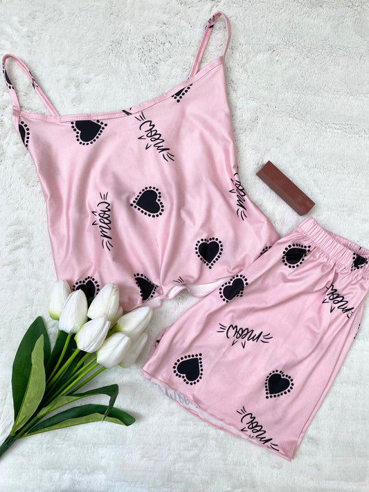 Women’s Cotton & Lycra Two-Piece Pajama Set (Shorts + Top)