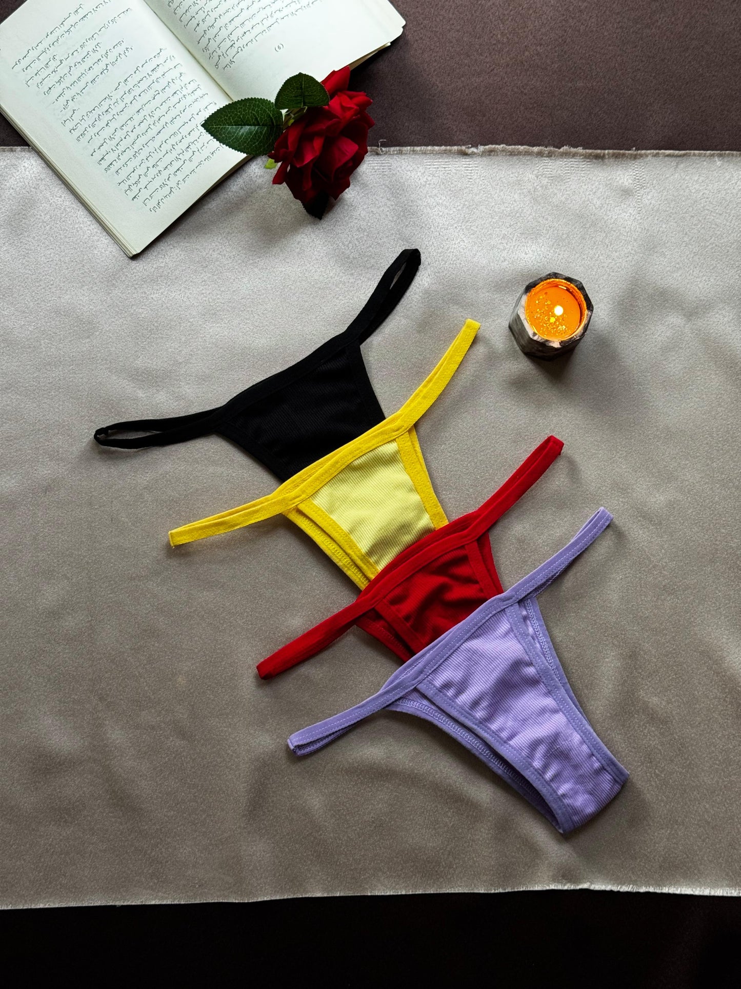 Cotton Ribbed Thong Panty (Pack of 4)